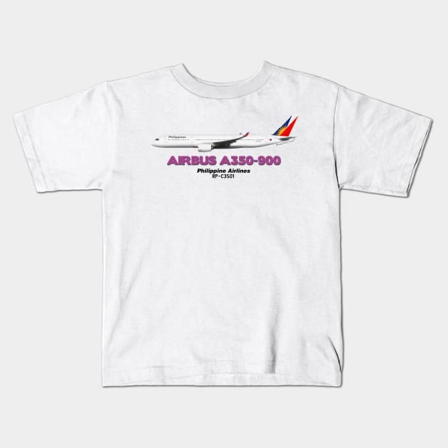 Airbus A350-900 - Philippine Airlines Kids T-Shirt by TheArtofFlying